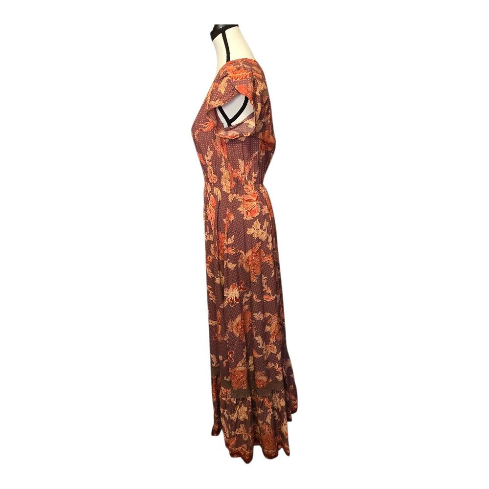 Jaase Maxi Dress Womens Small Multicolor Floral Print Button Front Fall Bohemian - Picture 3 of 11